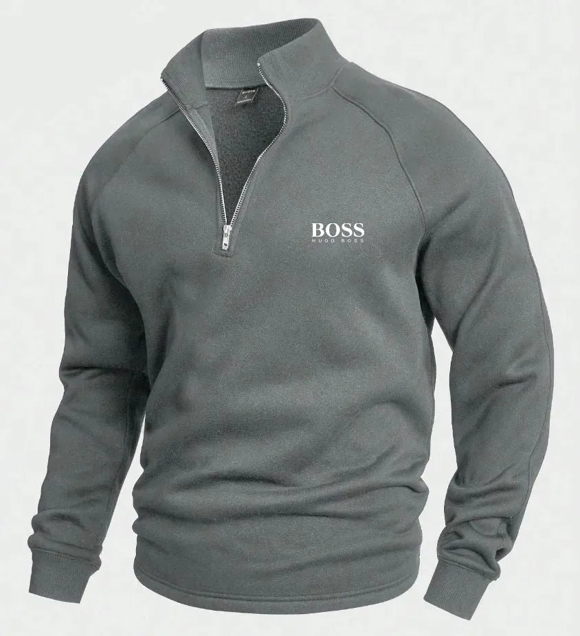 BS™ Vertikal gerippter Zip-Neck-Pullover