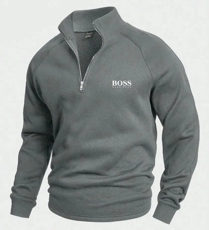 BS™ Vertikal gerippter Zip-Neck-Pullover
