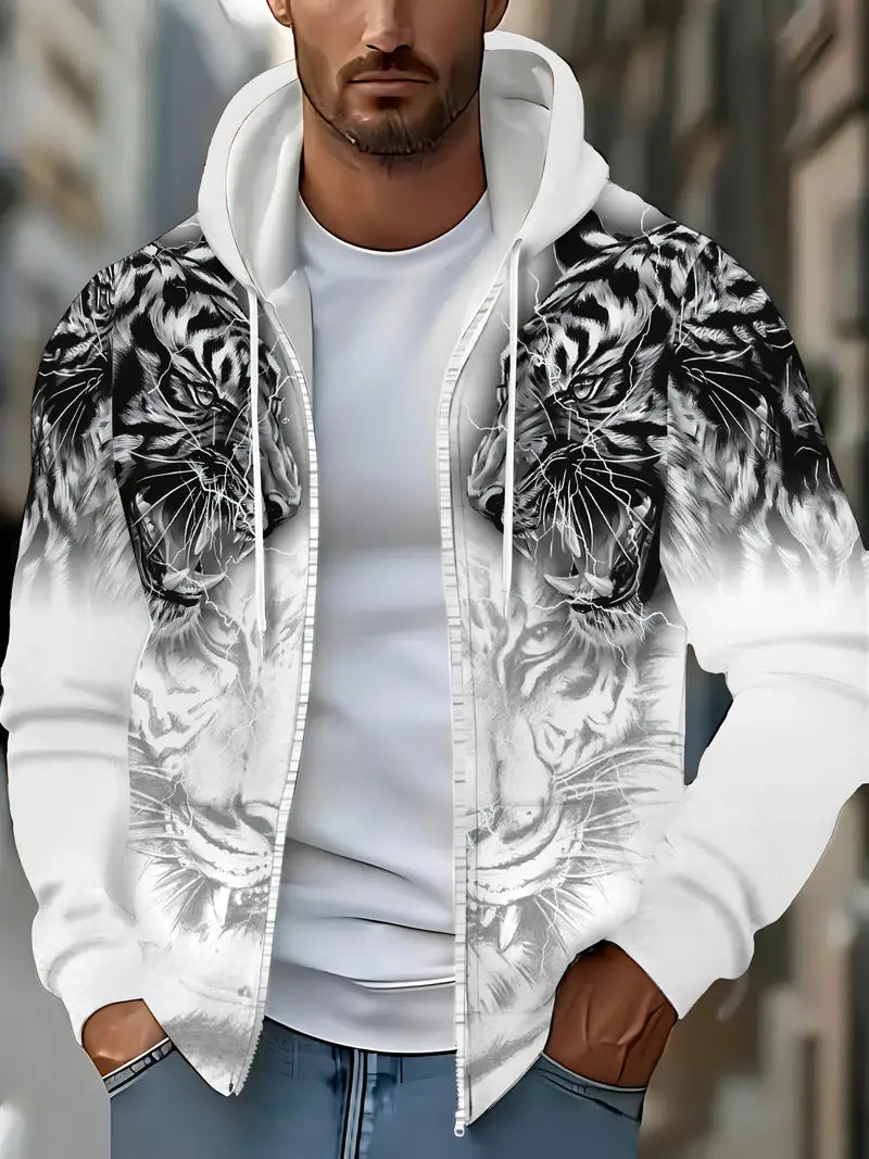 Jonas | Lässige Hoodie-Jacke mit modernem Tigerdesign