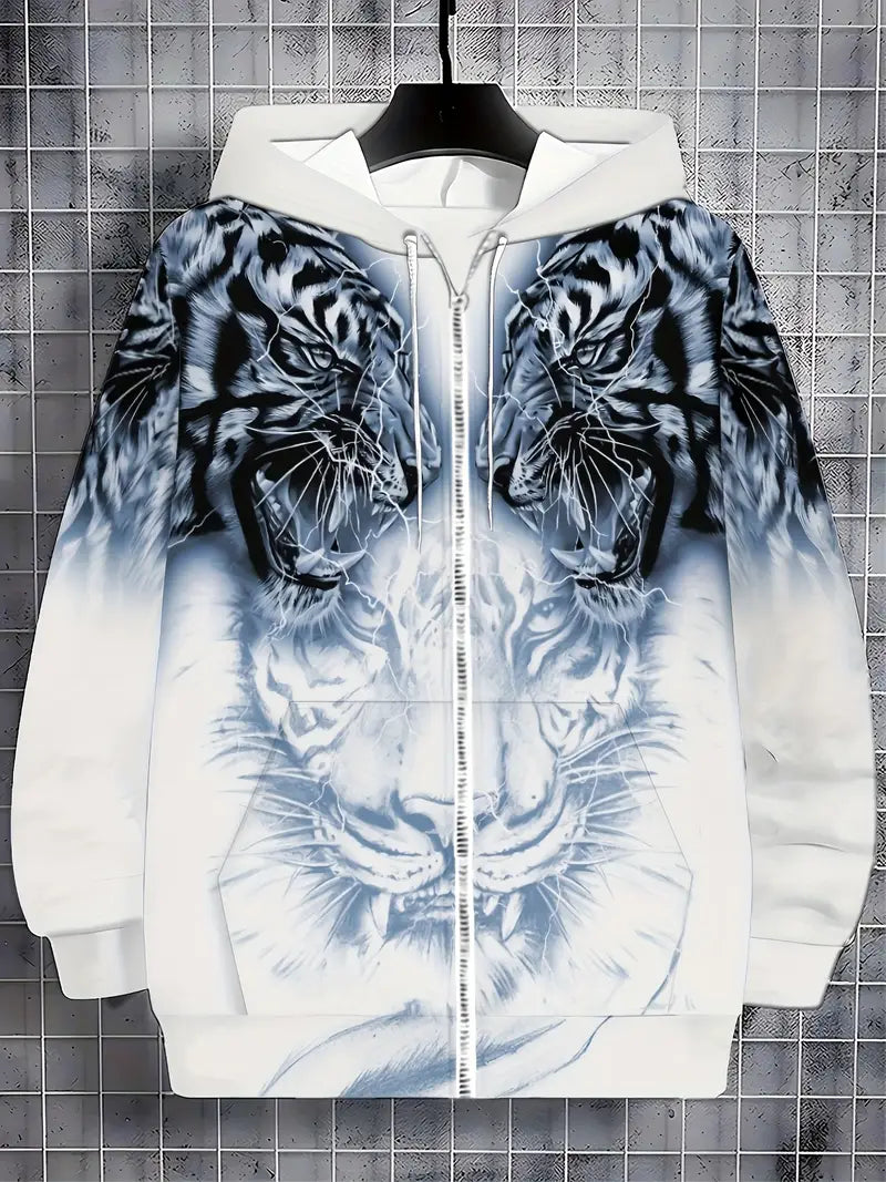 Jonas | Lässige Hoodie-Jacke mit modernem Tigerdesign
