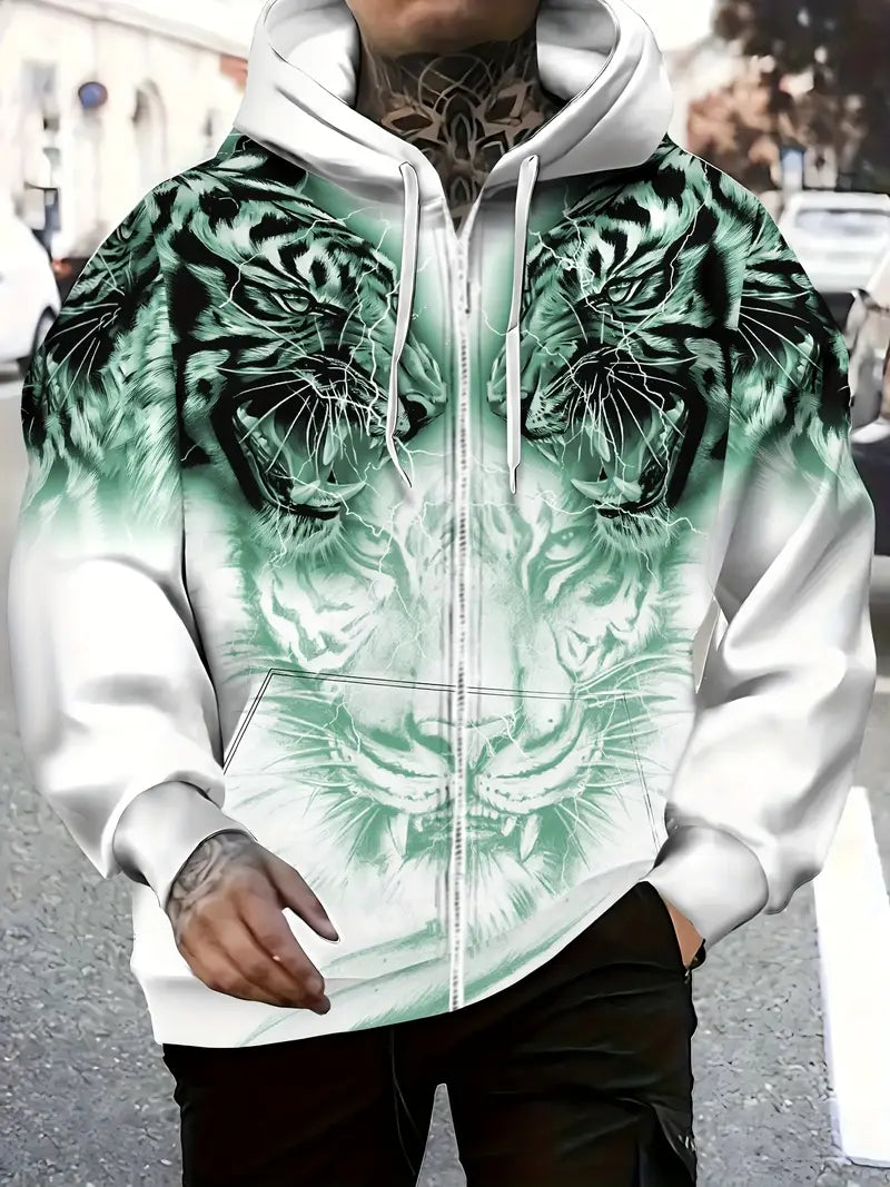 Jonas | Lässige Hoodie-Jacke mit modernem Tigerdesign