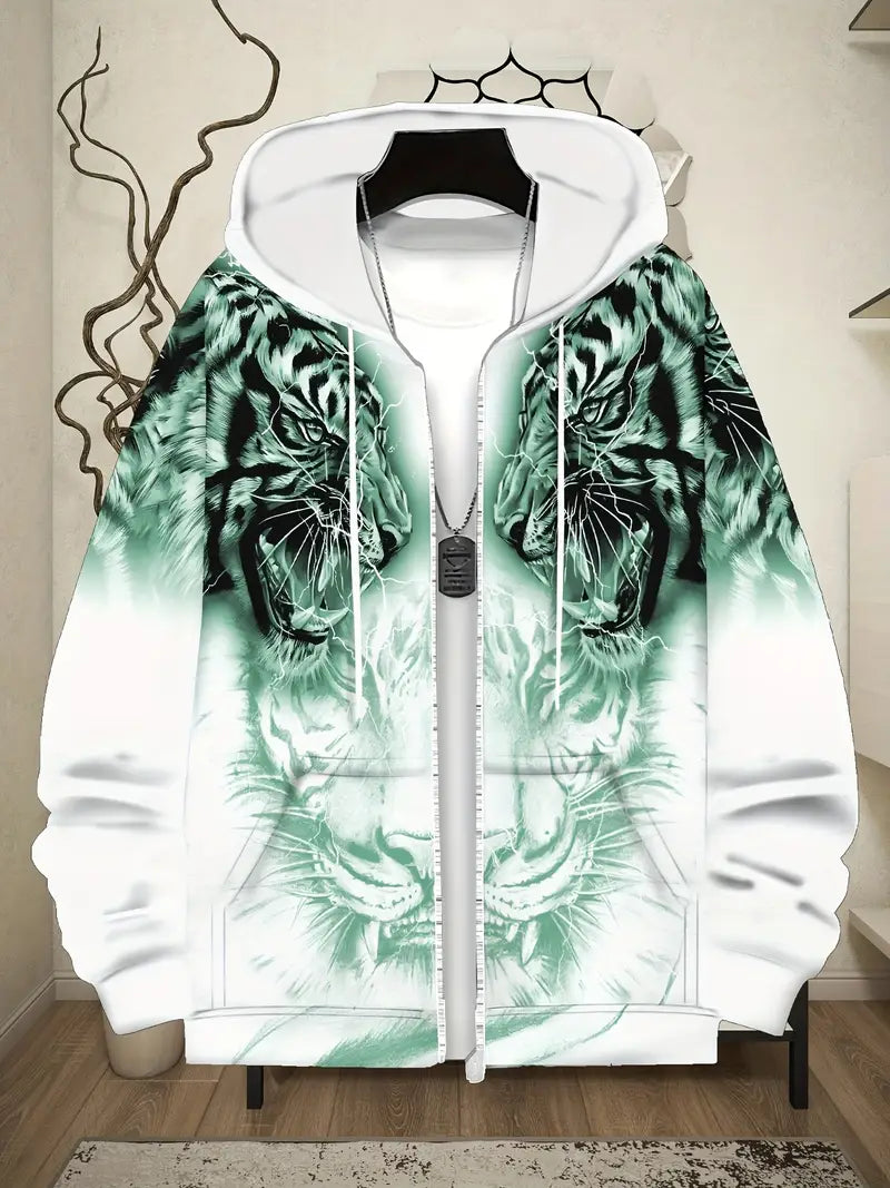 Jonas | Lässige Hoodie-Jacke mit modernem Tigerdesign