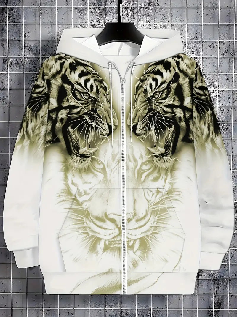 Jonas | Lässige Hoodie-Jacke mit modernem Tigerdesign