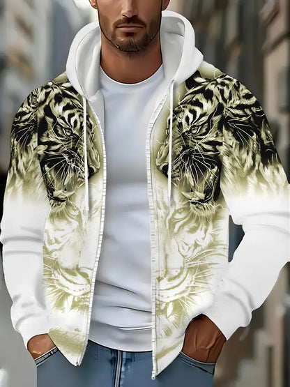Jonas | Lässige Hoodie-Jacke mit modernem Tigerdesign